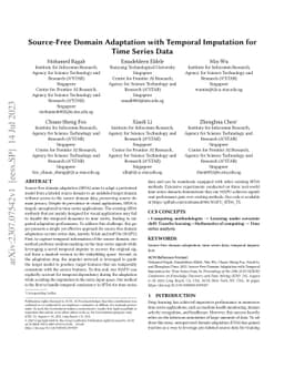 Source-Free Domain Adaptation with Temporal Imputation for Time Series
  Data