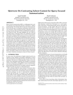 QontSum: On Contrasting Salient Content for Query-focused Summarization