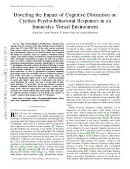 Unveiling the Impact of Cognitive Distraction on Cyclists
  Psycho-behavioral Responses in an Immersive Virtual Environment