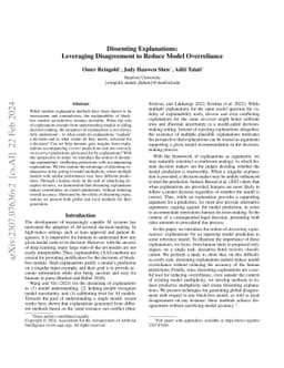 Dissenting Explanations: Leveraging Disagreement to Reduce Model
  Overreliance