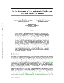On the Robustness of Epoch-Greedy in Multi-Agent Contextual Bandit
  Mechanisms