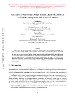 Data-centric Operational Design Domain Characterization for Machine
  Learning-based Aeronautical Products