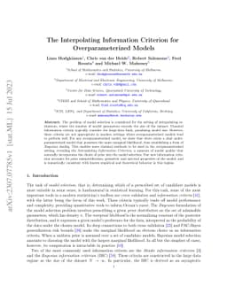 The Interpolating Information Criterion for Overparameterized Models