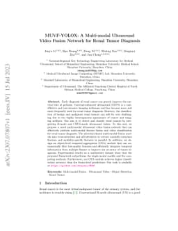 MUVF-YOLOX: A Multi-modal Ultrasound Video Fusion Network for Renal
  Tumor Diagnosis
