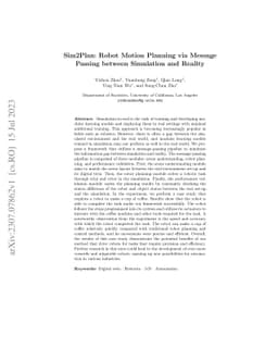 Sim2Plan: Robot Motion Planning via Message Passing between Simulation
  and Reality