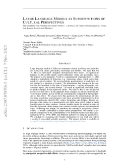 Large Language Models as Superpositions of Cultural Perspectives