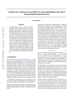 Gradient-free training of neural ODEs for system identification and
  control using ensemble Kalman inversion