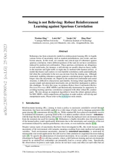 Seeing is not Believing: Robust Reinforcement Learning against Spurious
  Correlation
