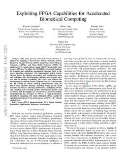Exploiting FPGA Capabilities for Accelerated Biomedical Computing