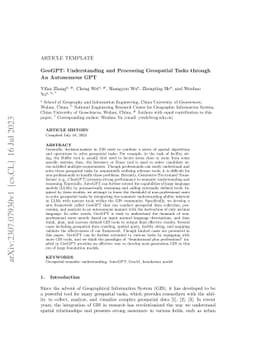 GeoGPT: Understanding and Processing Geospatial Tasks through An
  Autonomous GPT