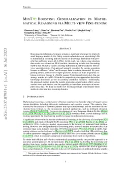 MinT: Boosting Generalization in Mathematical Reasoning via Multi-View
  Fine-Tuning