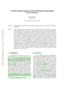 A Neural-Symbolic Approach Towards Identifying Grammatically Correct
  Sentences