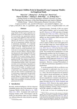Do Emergent Abilities Exist in Quantized Large Language Models: An
  Empirical Study