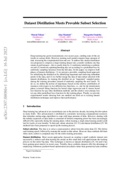 Dataset Distillation Meets Provable Subset Selection
