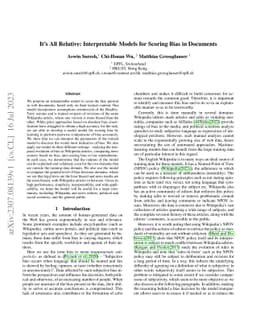 It's All Relative: Interpretable Models for Scoring Bias in Documents