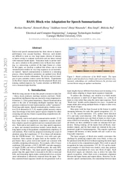 BASS: Block-wise Adaptation for Speech Summarization