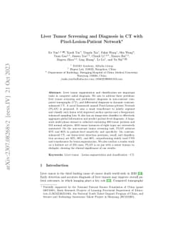 Liver Tumor Screening and Diagnosis in CT with Pixel-Lesion-Patient
  Network