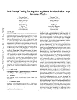 Soft Prompt Tuning for Augmenting Dense Retrieval with Large Language
  Models