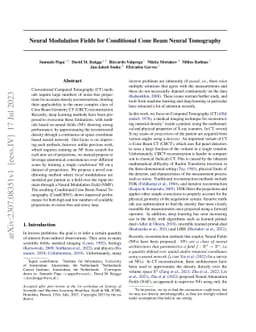 Neural Modulation Fields for Conditional Cone Beam Neural Tomography