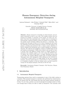 Human Emergency Detection during Autonomous Hospital Transports