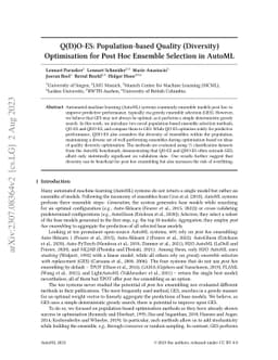 Q(D)O-ES: Population-based Quality (Diversity) Optimisation for Post Hoc
  Ensemble Selection in AutoML