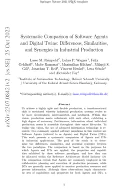 Systematic Comparison of Software Agents and Digital Twins: Differences,
  Similarities, and Synergies in Industrial Production