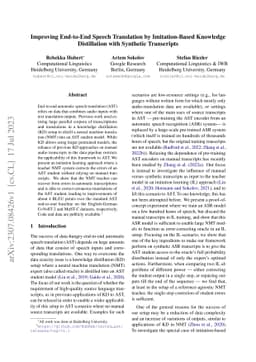 Improving End-to-End Speech Translation by Imitation-Based Knowledge
  Distillation with Synthetic Transcripts