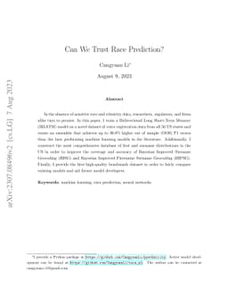 Can We Trust Race Prediction?