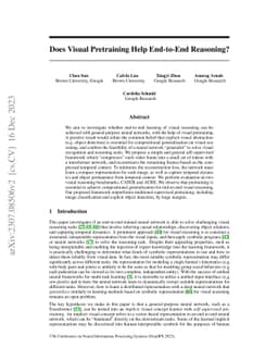 Does Visual Pretraining Help End-to-End Reasoning?