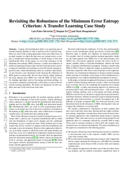 Revisiting the Robustness of the Minimum Error Entropy Criterion: A
  Transfer Learning Case Study