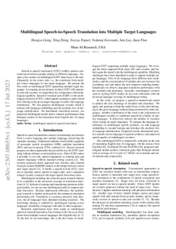 Multilingual Speech-to-Speech Translation into Multiple Target Languages