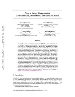 Neural Image Compression: Generalization, Robustness, and Spectral
  Biases