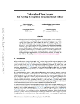 Video-Mined Task Graphs for Keystep Recognition in Instructional Videos