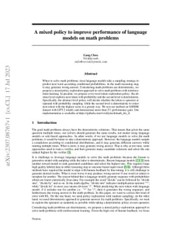 A mixed policy to improve performance of language models on math
  problems