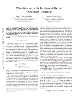 Classification with Incoherent Kernel Dictionary Learning