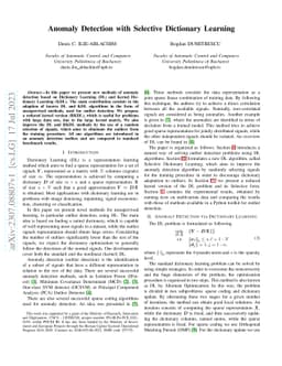 Anomaly Detection with Selective Dictionary Learning