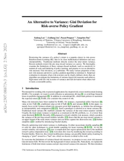 An Alternative to Variance: Gini Deviation for Risk-averse Policy
  Gradient
