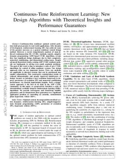 Continuous-Time Reinforcement Learning: New Design Algorithms with
  Theoretical Insights and Performance Guarantees