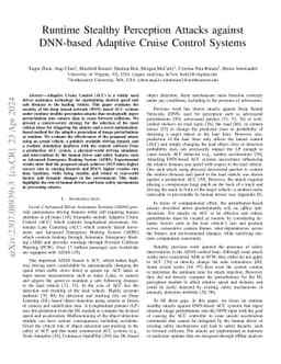 Runtime Stealthy Perception Attacks against DNN-based Adaptive Cruise Control Systems