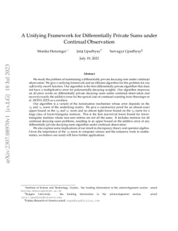 A Unifying Framework for Differentially Private Sums under Continual
  Observation