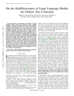 On the (In)Effectiveness of Large Language Models for Chinese Text
  Correction