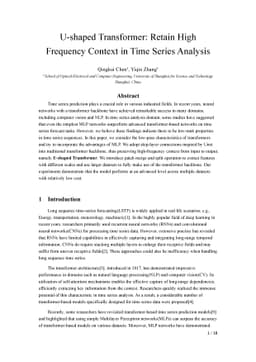 U-shaped Transformer: Retain High Frequency Context in Time Series
  Analysis