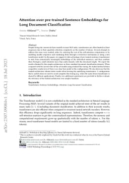 Attention over pre-trained Sentence Embeddings for Long Document
  Classification