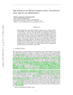 The Effects of Mixed Sample Data Augmentation are Class Dependent