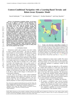 Context-Conditional Navigation with a Learning-Based Terrain- and
  Robot-Aware Dynamics Model