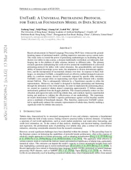 UniTabE: A Universal Pretraining Protocol for Tabular Foundation Model
  in Data Science