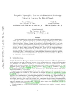 Adaptive Topological Feature via Persistent Homology: Filtration
  Learning for Point Clouds