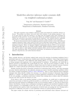 Model-free selective inference under covariate shift via weighted
  conformal p-values