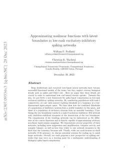 Approximating nonlinear functions with latent boundaries in low-rank
  excitatory-inhibitory spiking networks