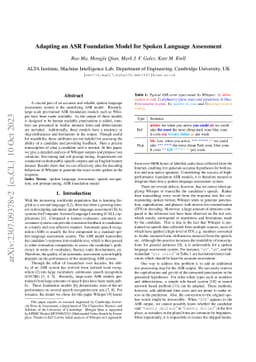Adapting an ASR Foundation Model for Spoken Language Assessment